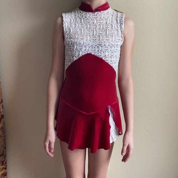 Handmade used red ice skating outfit - Picture 5 of 6